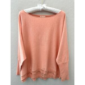 EILEEN FISHER | Organic Cotton Cashmere Boatneck Sweater Peach | Size XL